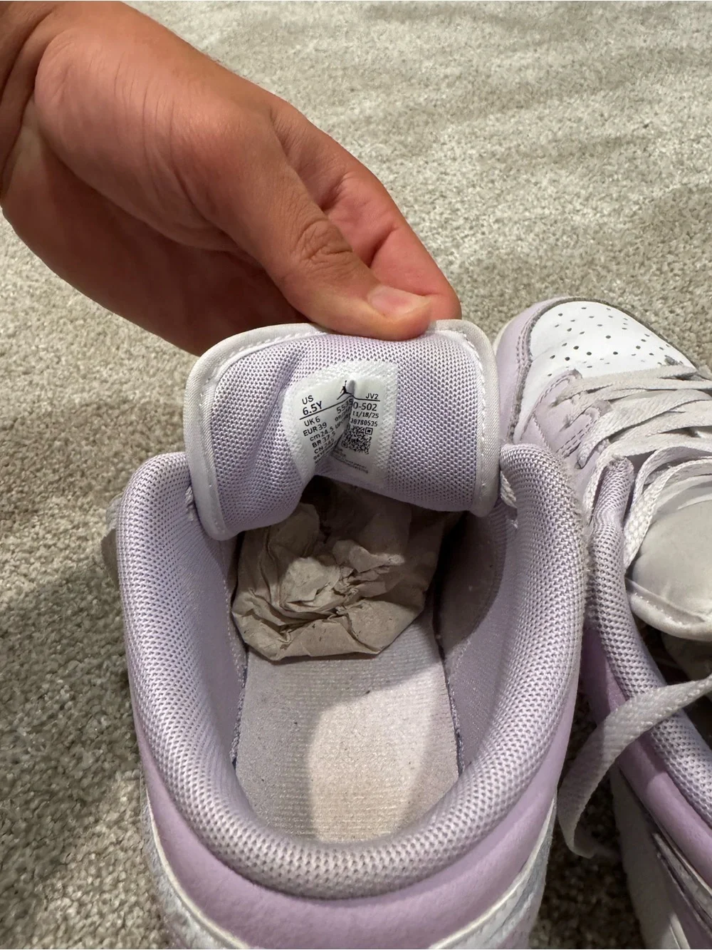 Nike Kids Lavender and White Low-Top Sneakers
